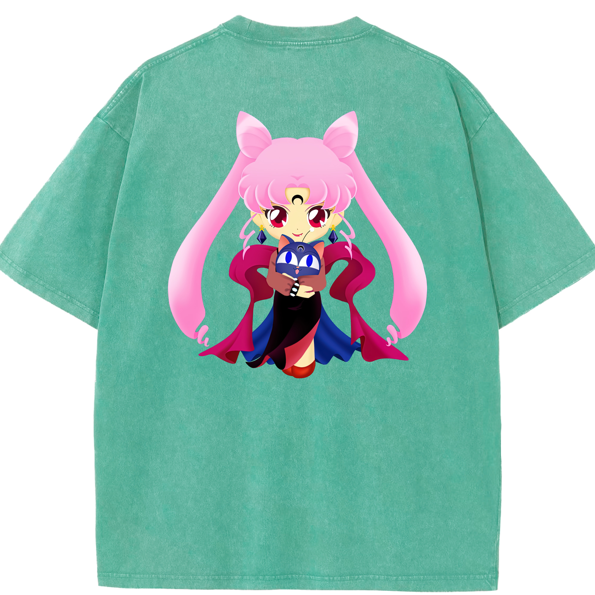 （画像用） 美少女戦士セーラームーン ちびうさ Sailor Moon Chibiusa Tsukino Usagi Small Lady Serenity 綿100% ヴィンテージ風 半袖Tシャツ（背面プリント）